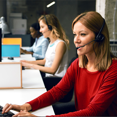 Credit representative on a call with customer