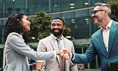 Coworkers shaking hands